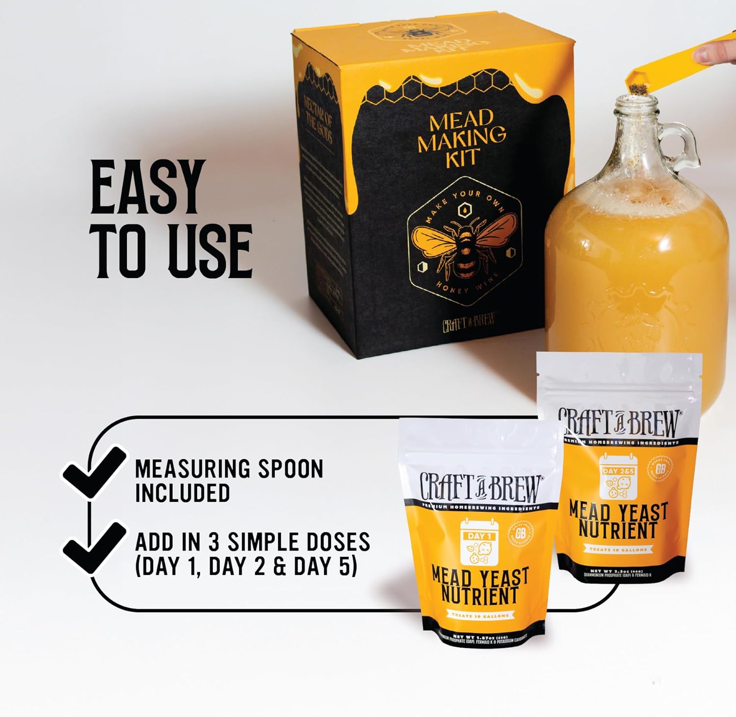 Craft A Brew - Mead Yeast Nutrient - Staggered Mead Yeast Nutrients - For Healthy and Productive Yeast Fermentation - Ingredients for Home Brewing - Mead Making Supplies - Yields 10 Gallons