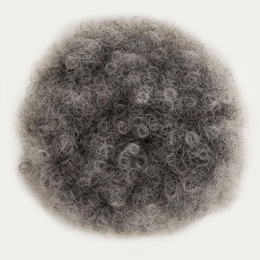 MOONSHOW Ombre Grey Afro Puff Drawstring Ponytail Natural Kinky Curly Ponytail Hair Extension for Black Women African American short Kinky Ponytail Drawstring(Ombre Grey) | Salt and Pepper Wigs Afro Ponytail Extension for Black Women African American Ombre Grey short Kinky Ponytail Drawstring