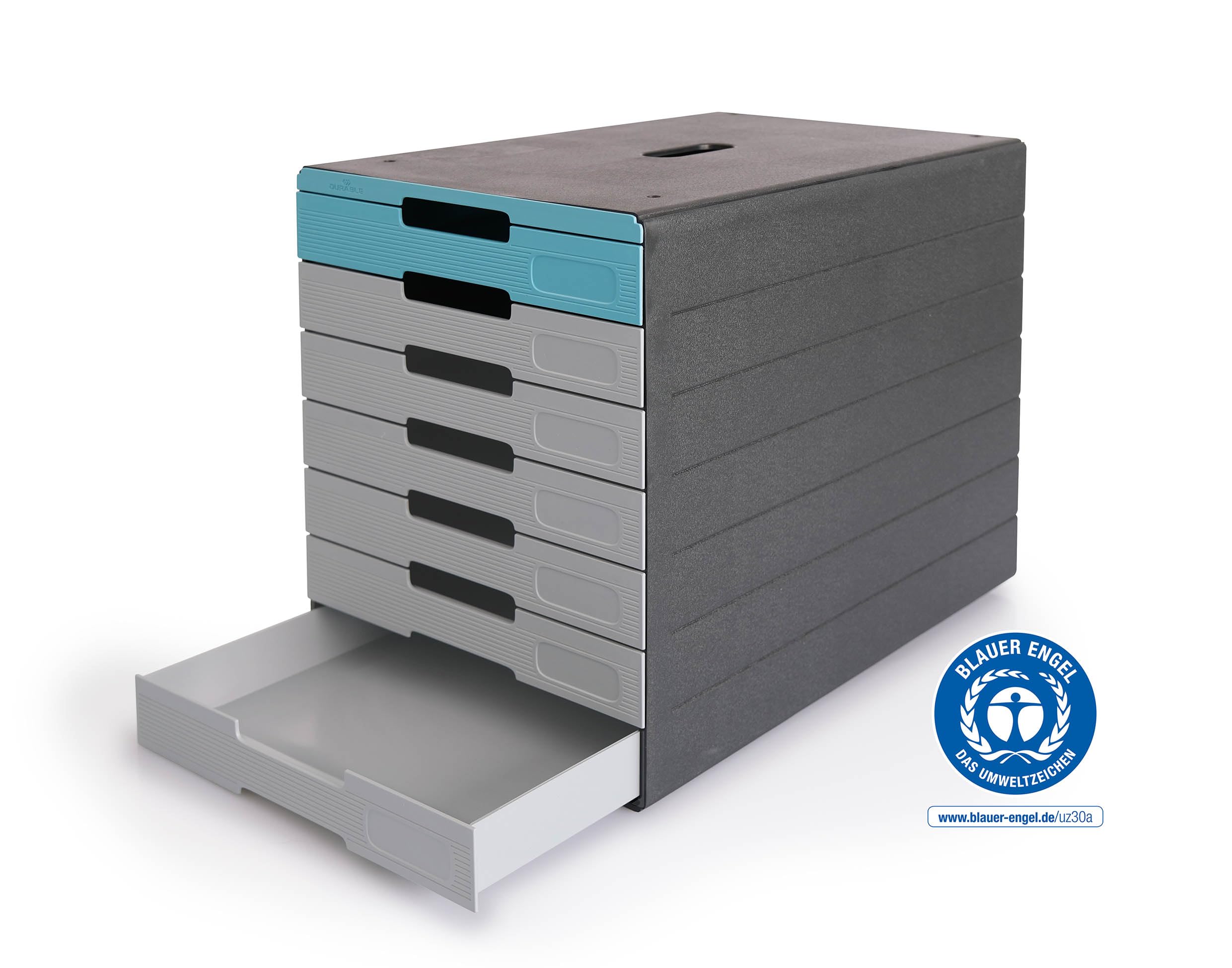 Durable cassettiera (Idealbox Pro) 7 cassetti, include etichette, antracite/blu, 776306