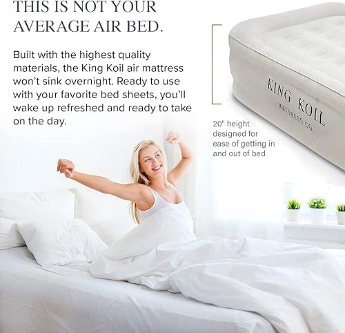 Vista 20 de King Koil colchón de aire elevado y de lujo de tamaño california king con bomba de aire integrada de alta capacidad de corriente alterna de 120 V