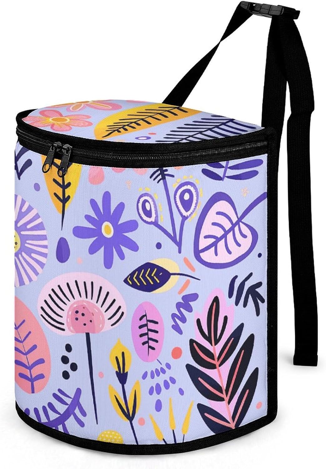 Hanging Car Trash Bag Protable Trash Can Soft Purple Pattern Waterproof Garbage Bin for Car
