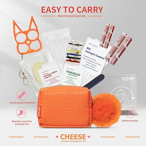 Miniatura 8 de Kitgo Mini kit de embrague de emergencia de primeros auxilios, regalo para el día de la madre, bolsa de seguridad compacta con 27 artículos