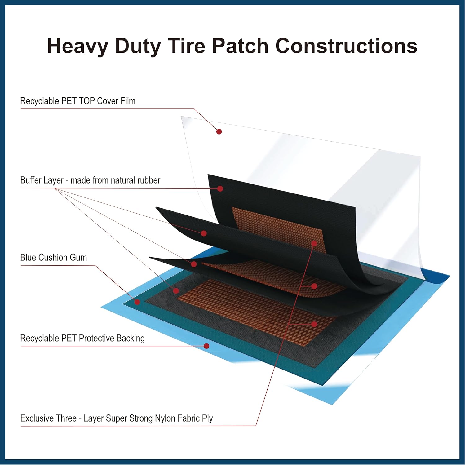 PAX 10 Pcs 100x100mm (3.94x3.94 inch) Upgraded Square 2-in-1 Tire Repair Patches, Suitable for Radial and Bias Tires on Car, Truck, Agricultural Vehicles, BMX, ATVs, Inflatable Rubber