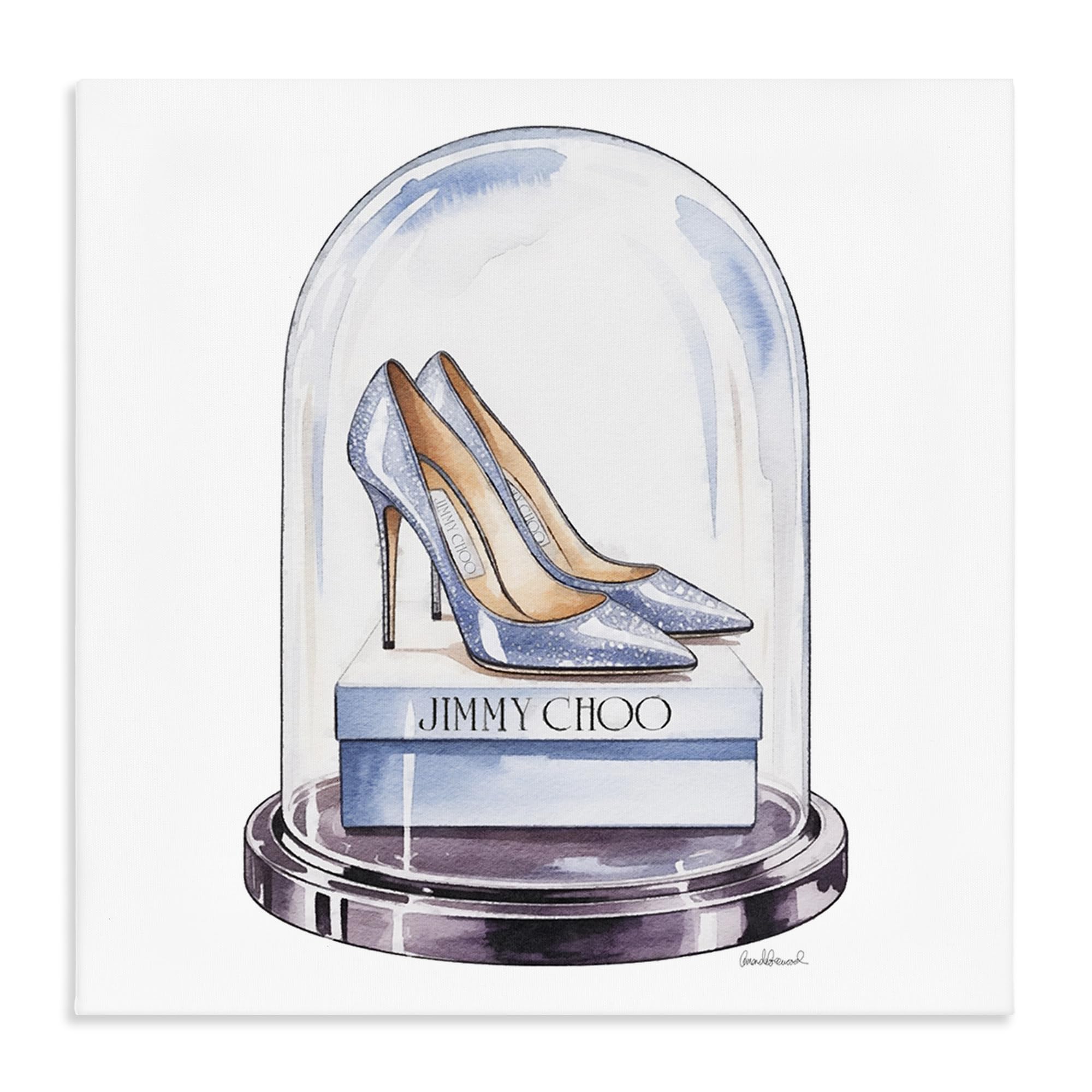 Stupell Industries 'Elegant Shoes in Bell Jar', Canvas Art, 17 x 17 Inches, Easy to Hang and Sturdy, Made in USA, by Amanda Greenwood