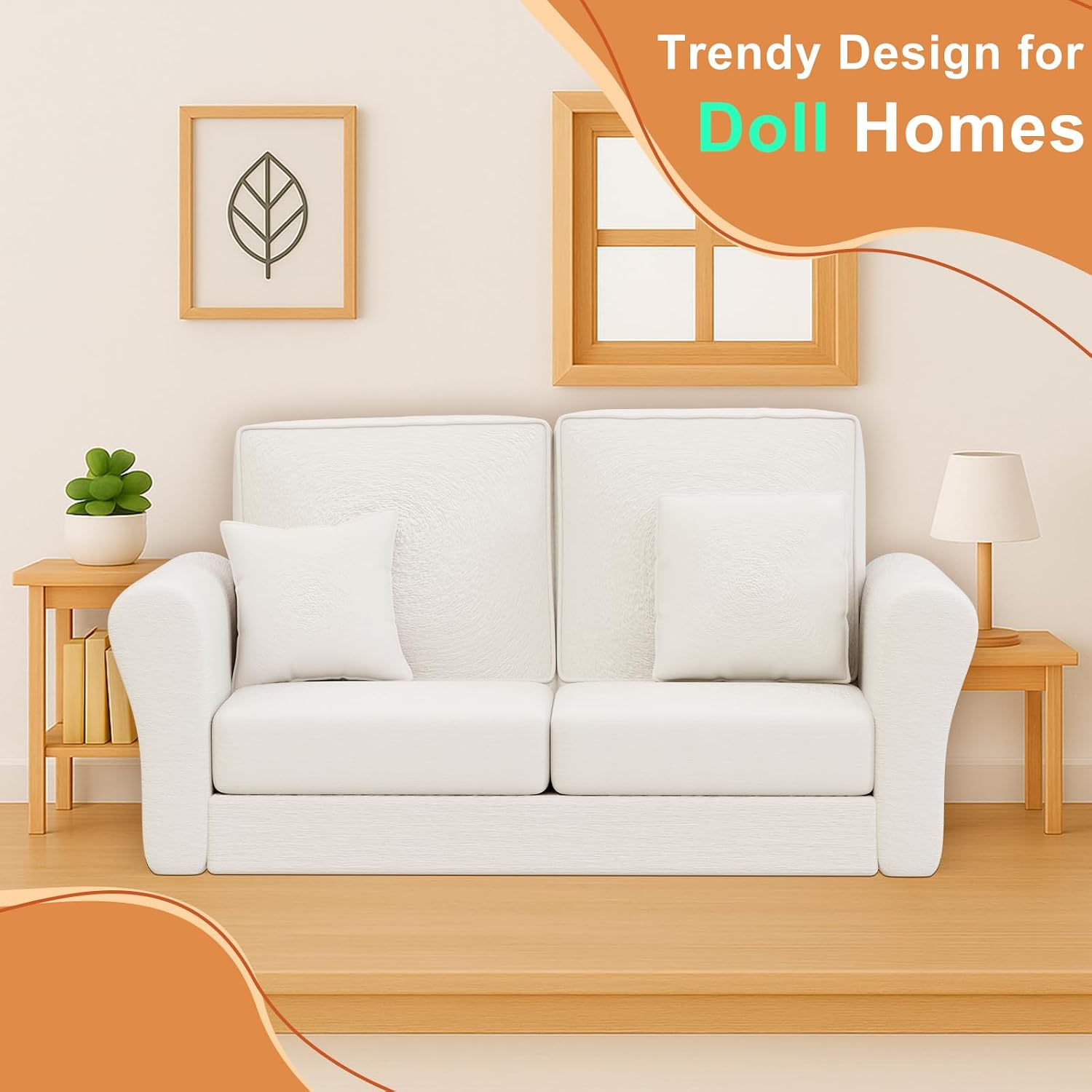 Doll House Furniture Sofa, 1:12 Miniature for Dollhouse Living Room, Realistic Dollhouse Living Room Furniture for Kids, Collectors