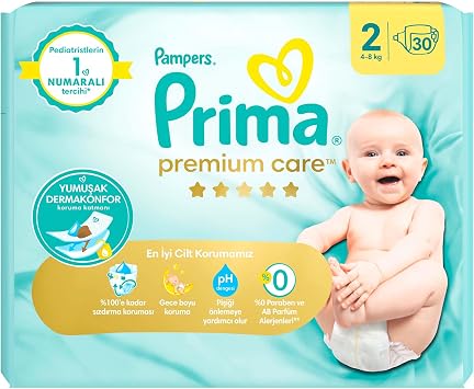 Prima Baby Diaper Premium Care Number 2 30 Pieces 2 packs