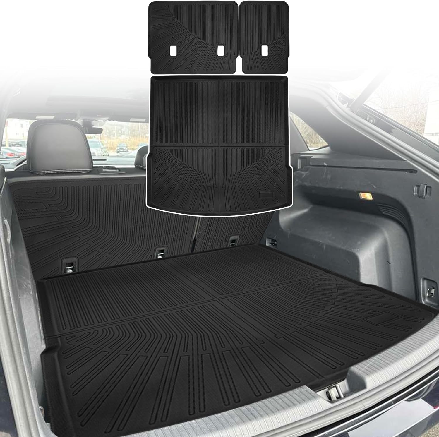 Cargo Liners Backrest Mat for Volkswagen Atlas Cross Sport Accessories 2020-2025 with Hook&Loop Rear Trunk Mat Rear Seat Back Cover Protector All Weather Anti-Slip Split Dog Liner 3 PCS