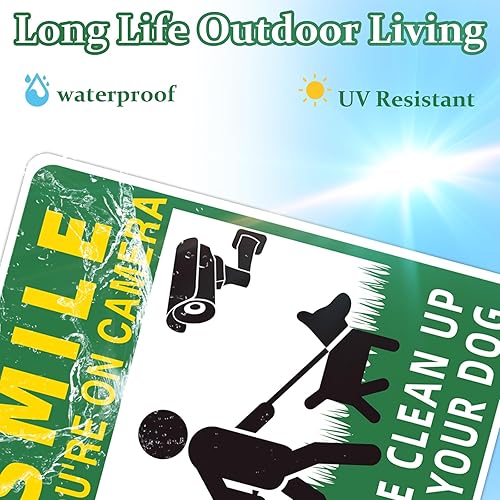 Miniatura 4 de Letreros de "Clean Up After Your Dog", paquete de 2 estacas de metal de doble cara de 13 x 10 pulgadas con estacas en H de 13 x 10 pulgadas,