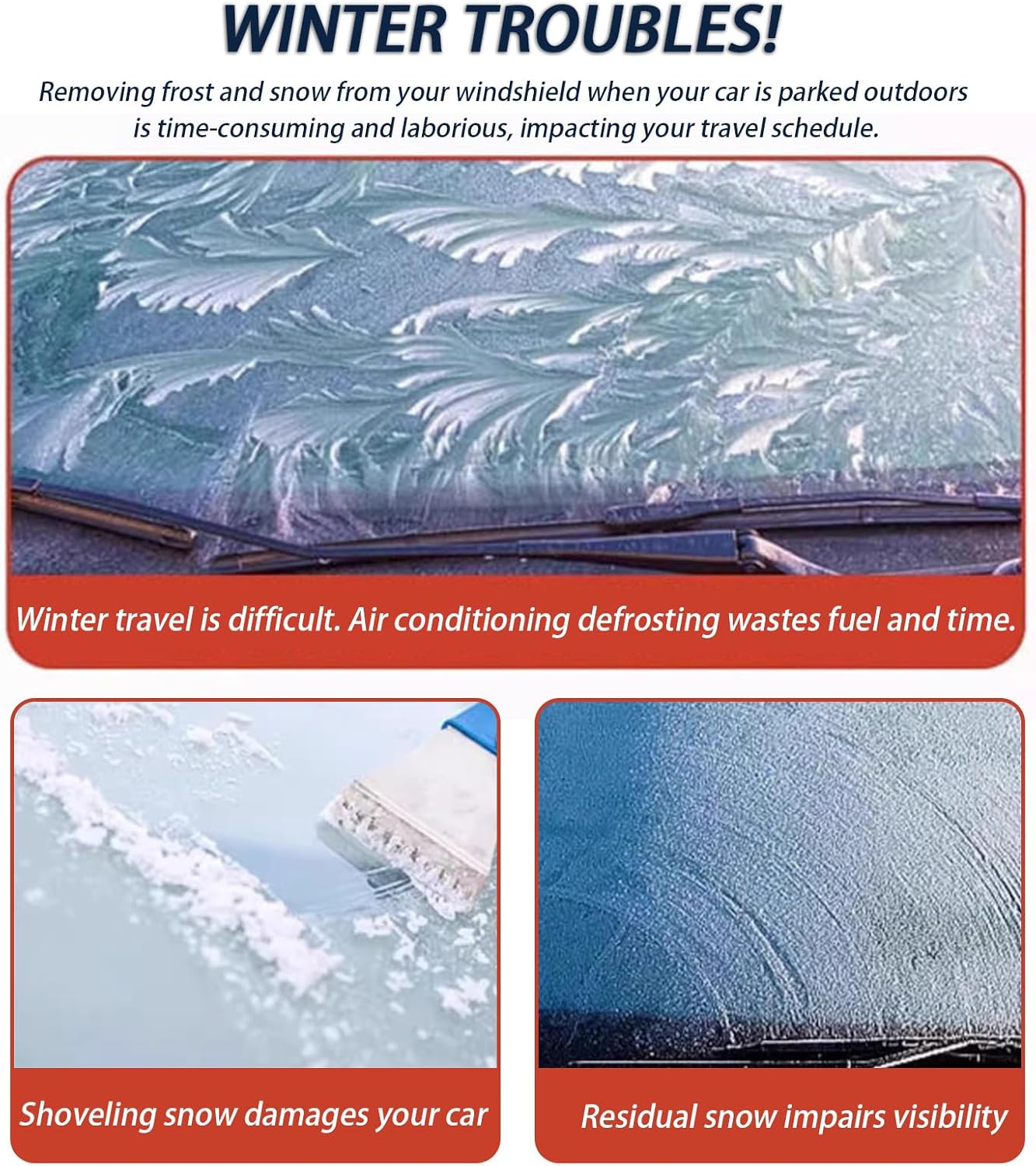 Car Windshield Cover for Subaru Outback 1994-2020 2021 2022 2023 2024 2025 2026, Automotive Windshield Snow Covers with Side Window & Rearview Mirror Protector, Windshield Cover for Ice and Snow