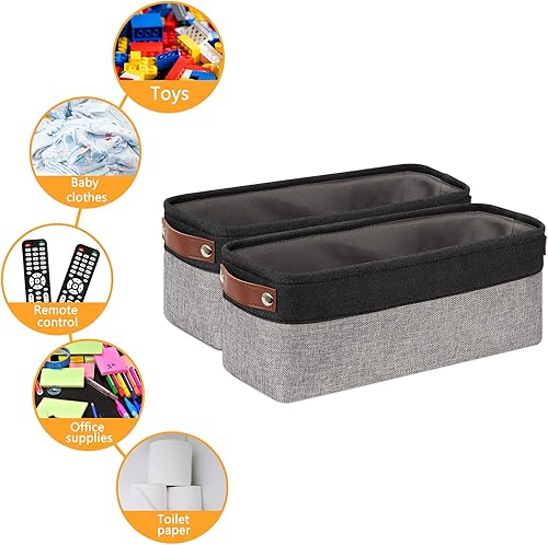 Vista 184 de DULLEMELO Canastas de almacenamiento pequeñas de 15 x 6 x 5.5 pulgadas, contenedores de almacenamiento de tela para tanque de inodoro