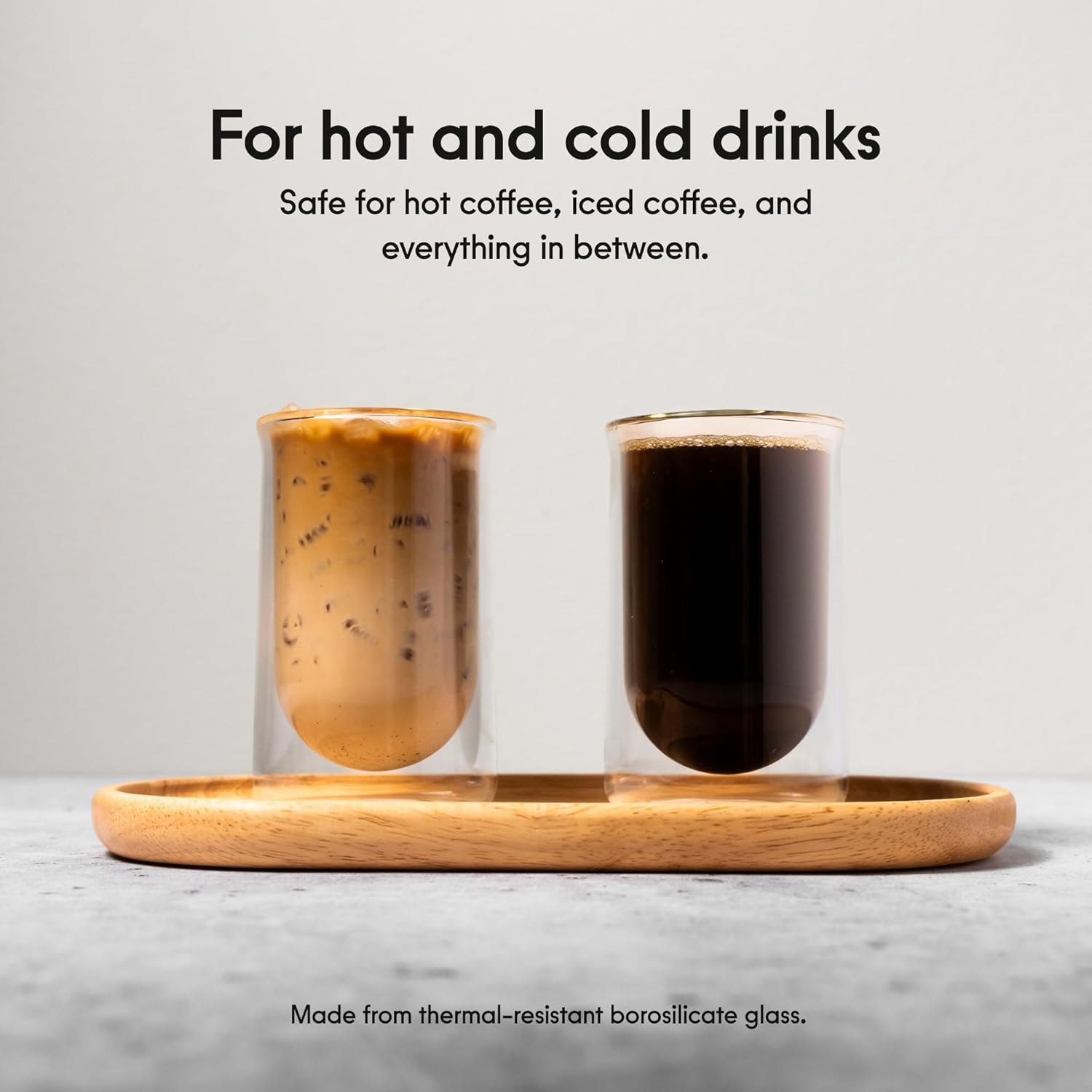 FLUR Tasting Glasses (Set of 2) Perfect for Coffee, Matcha, Tea & More – For Hot or Iced Drinks – Double-Walled Borosilicate Glass – Handmade, Lightweight & Durable – 11oz (Clear)