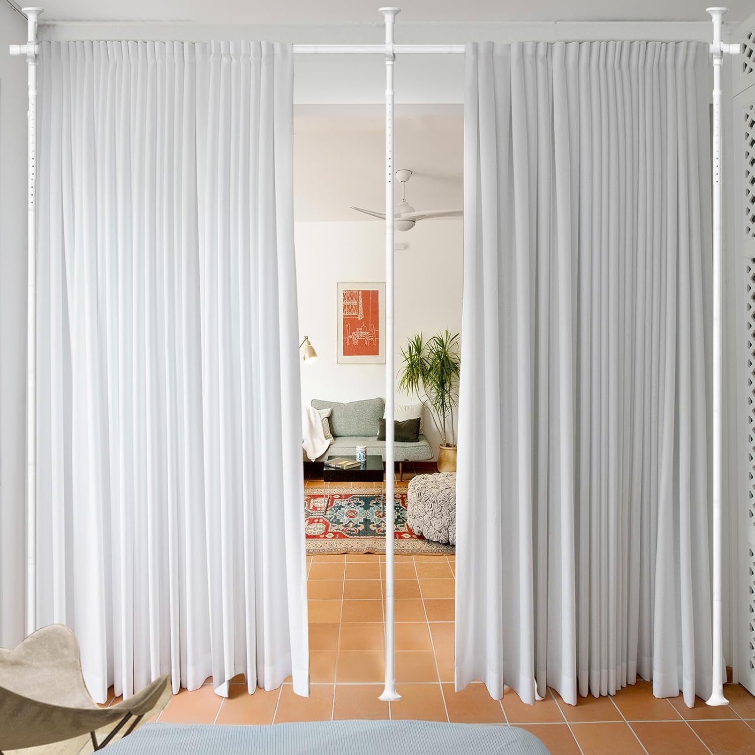 Room Divider, No Drilling Curtain Rod, 410ft (H) 28114inch(W