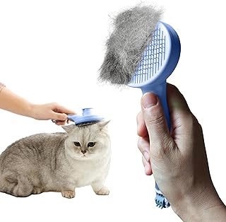 Furfox Cat Brush for Shedding, Cat Brush for Long or Short Haired Cats Dogs, Cat Brushes for Indoor Cats Dogs,Cat Dog Grooming Brush Cat Comb for Cat Dog Rabbit Massage Bathing Removes Loose Fur (Blue)