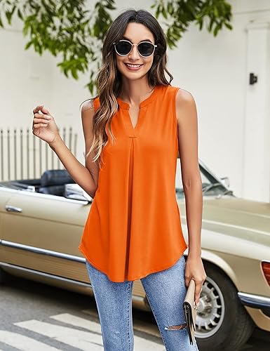 Miniatura 2 de Newchoice Camisetas sin mangas para mujer, cuello en V, sin mangas, para verano, holgadas, elegantes y casuales