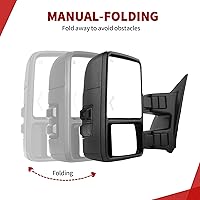 Vista 5 de YITAMOTOR Espejo de remolque compatible con Ford F250 F350 F450 F550 Super Duty 2008-2016, espejo lateral izquierdo del conductor extensible, espejo