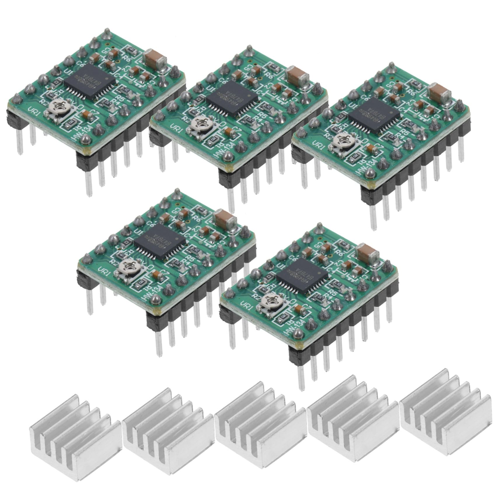 BELLIFFY Motor Driver 5pcs A4988 Compatible Module Heat Sink for 3D Printer Motor Drive