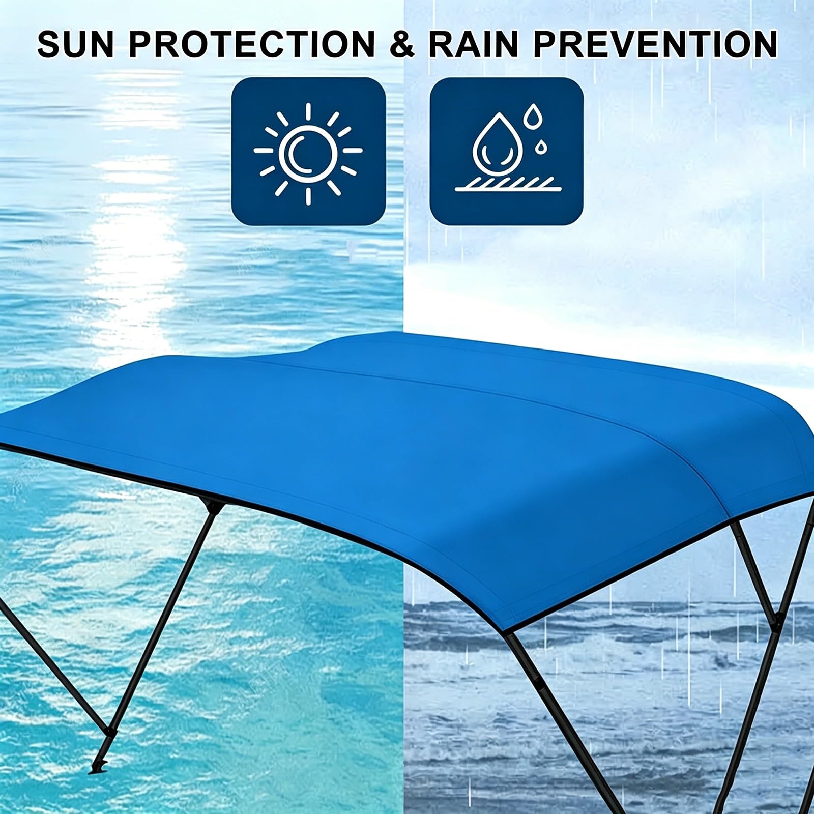 Wymienne Poszycie Dachu Bimini 600D, Ochrona Przed Słońcem i Deszczem – Łatwy Montaż, bez Stelaża(Black,243X155cm)