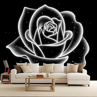 Floral Large Wall Mural, Dramatic Floral Wall Mural Wallpaper, 116"X91" 3D Optical Effect Optical Illusion Mural Decorative Wall Art Modern Photomurals