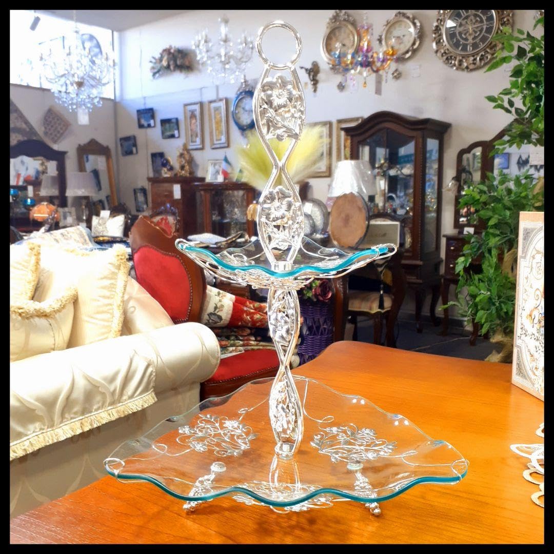 ヨーロッパ輸入雑貨　『アールヌーボー2段式トレー』　スイーツ盛　ケーキ&お菓子 ヨーロッパ輸入雑貨 『アールヌーボー2段式トレー』 スイーツ盛