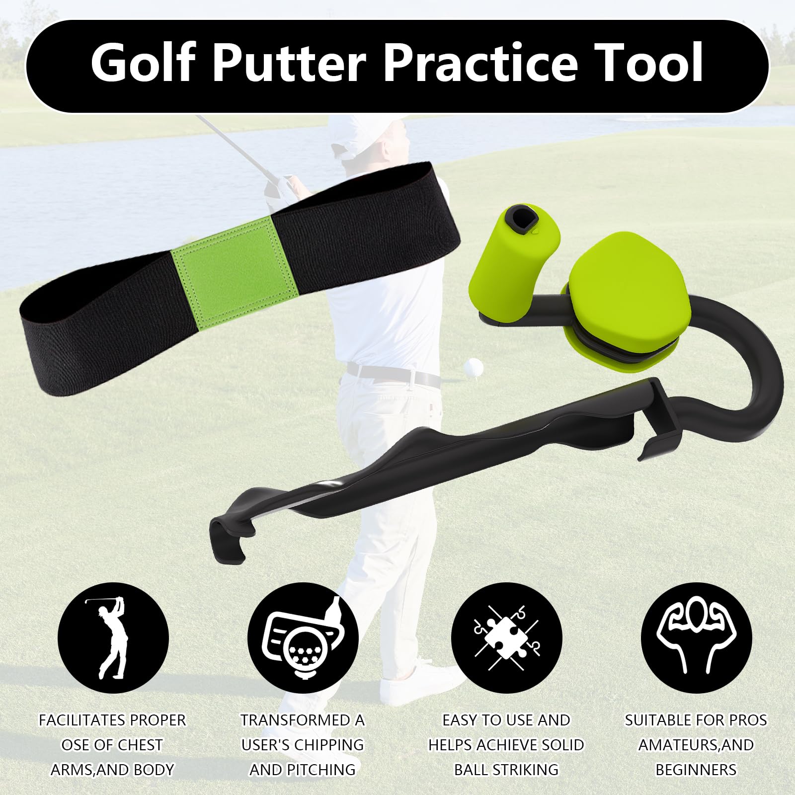 Entrenadores de Golf, Equipo de Práctica de Putting con Mecanismo Antideslizante para Mejorar el Swing