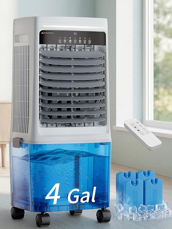 Uthfy 1500CFM Portable Evaporative Cooler with Dual Water Tanks