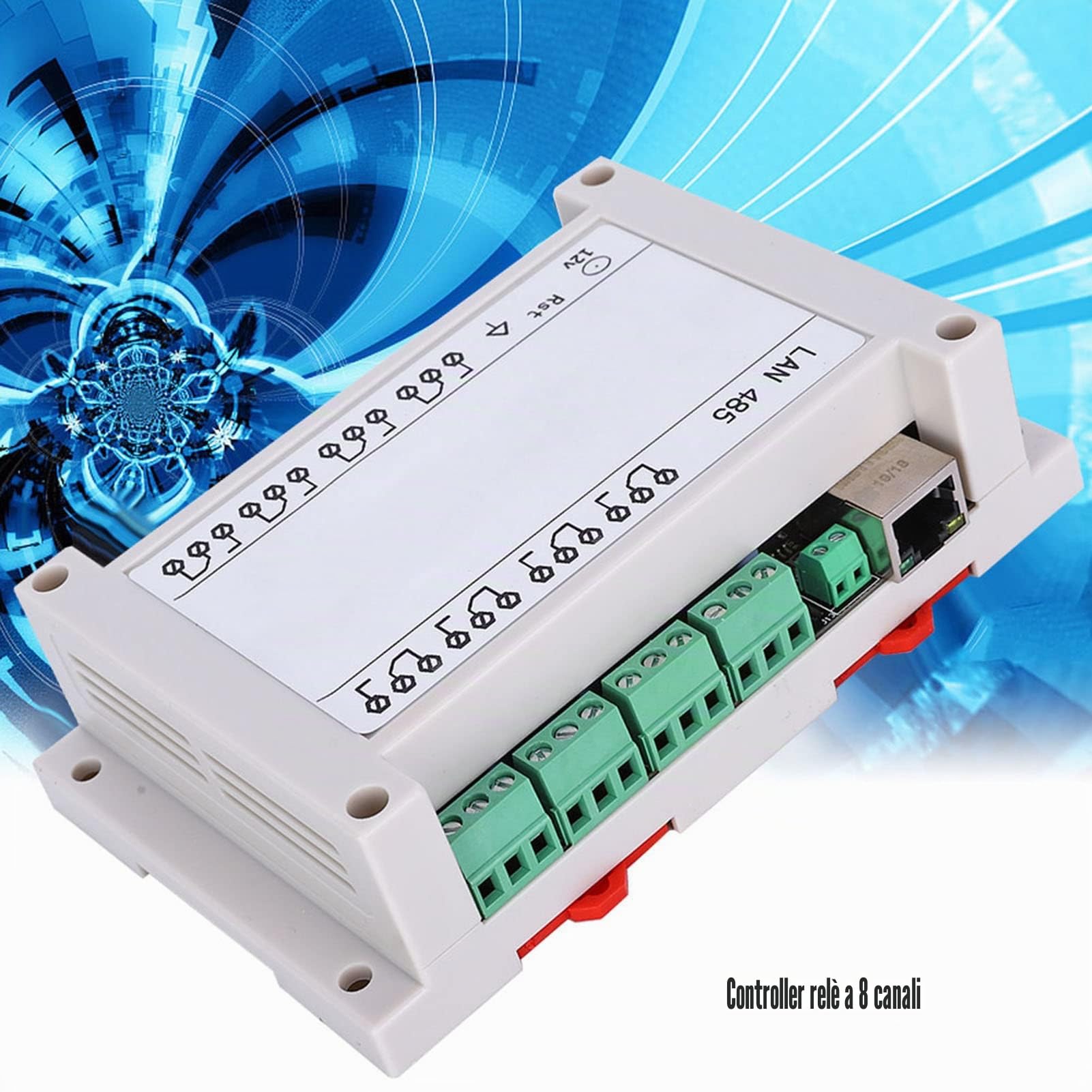 Controller relè a 8 canali, modulo controller remoto RJ45 TCP/IP Interruttore relè a 8 canali 250 V/CA 10 A con controllo individuale e multifunzione(bianco)