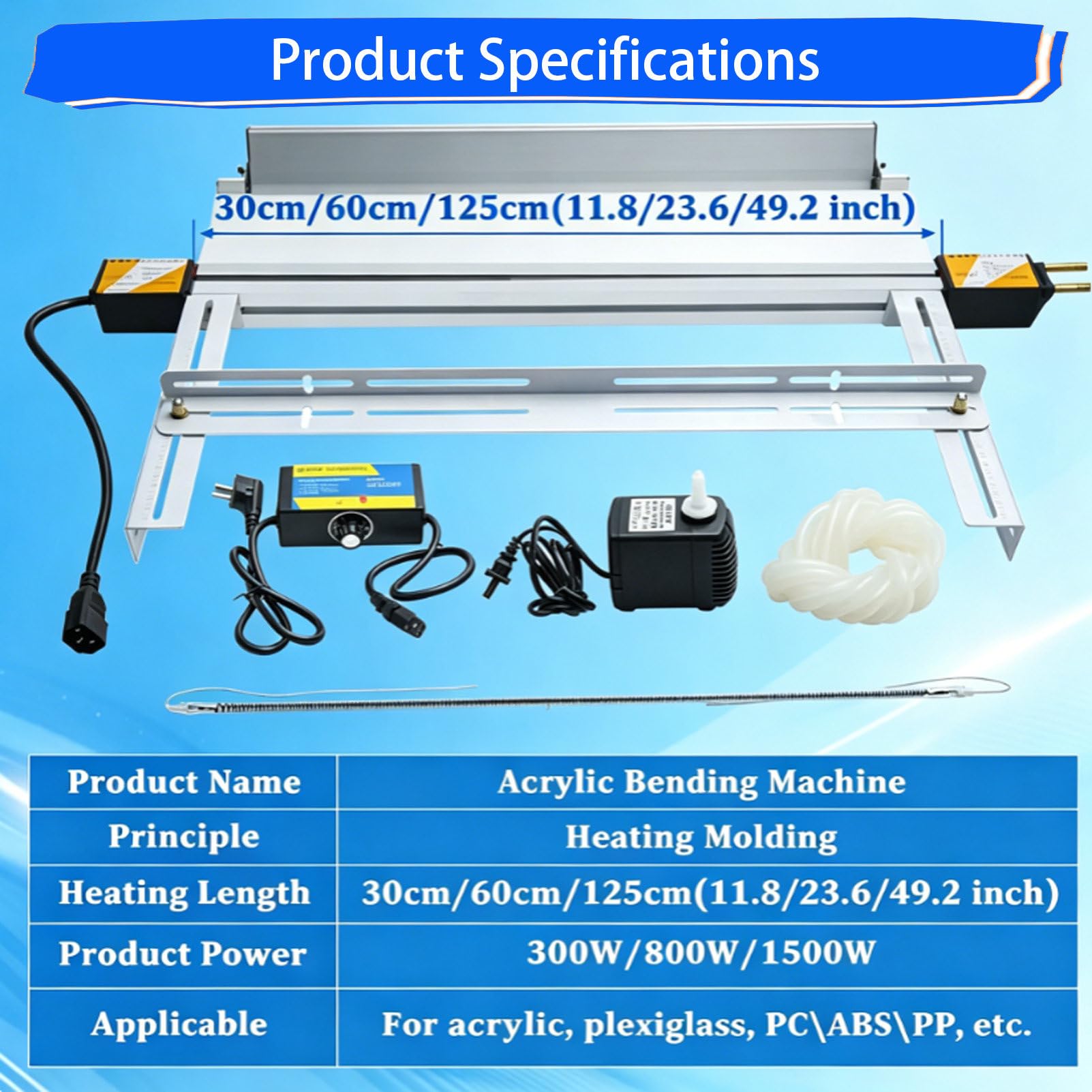 Macchina Piegatrice per Acrilico, Plastica E PVC, con Larghezze di Lavoro da 30 Cm, 60 Cm E 125 Cm, Dotata di Supporto E Riscaldatore per PVC, per La Realizzazione di Insegne 12Inch