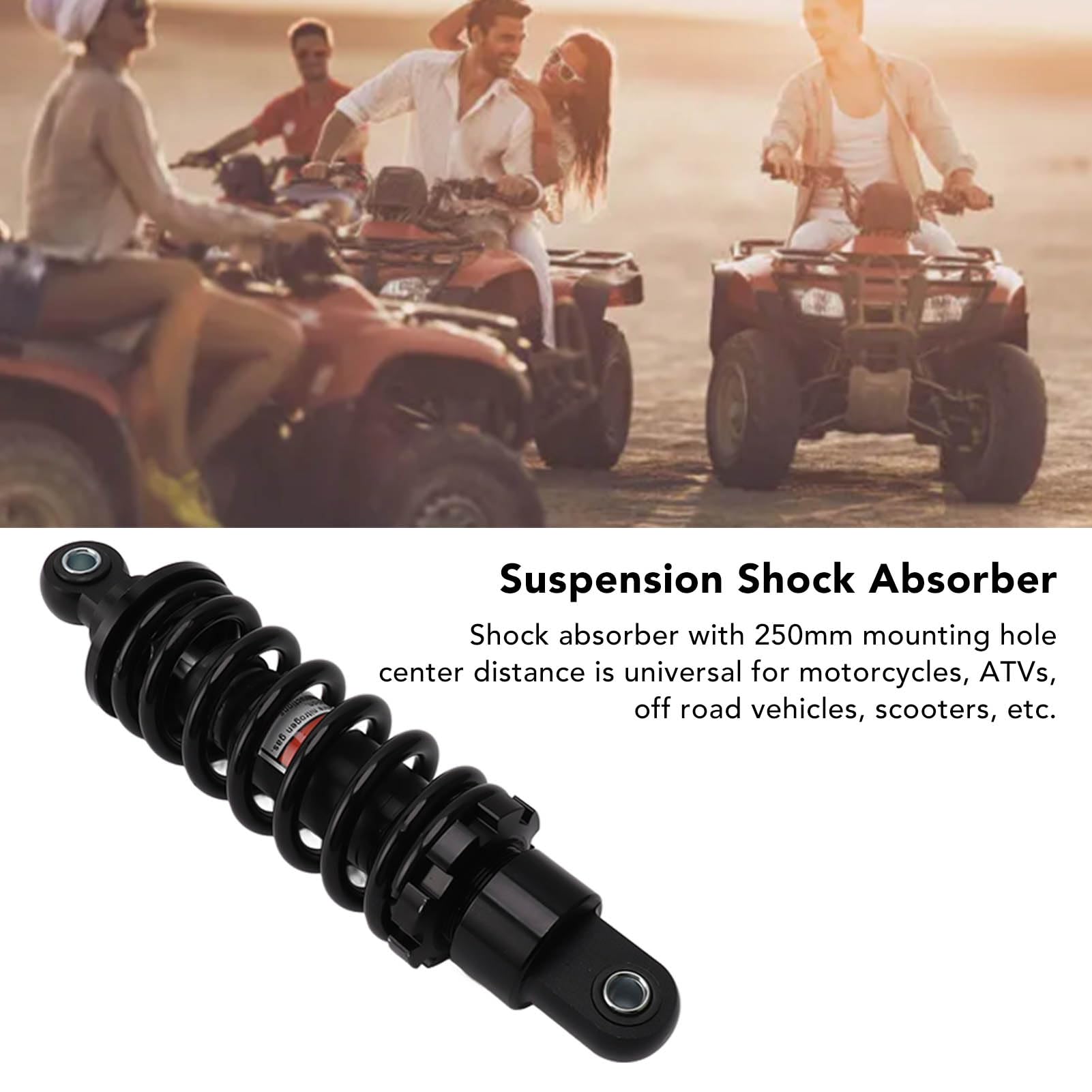 Amortiguador de suspensión ajustable de 250 mm, universal para motocicletas, ATV, vehículos todoterreno, scooters
