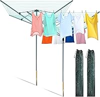 Vista 1 de Mifoci Juego de 2 tendederos de 4 brazos para exteriores, plegable, giratorio, tendedero, tendedero, tendedero, ajustable, paraguas plegable