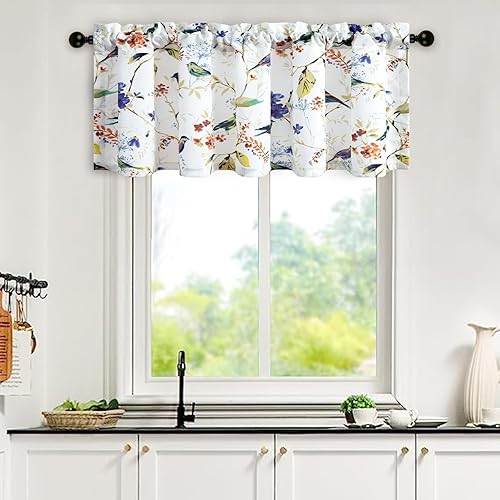 Miniatura 2 de Leeva Birds Vines - Cortinas estampadas para cocina, baño, lavandería, cenefa para ventanas y dormitorios, salón, 52 x 18 pulgadas