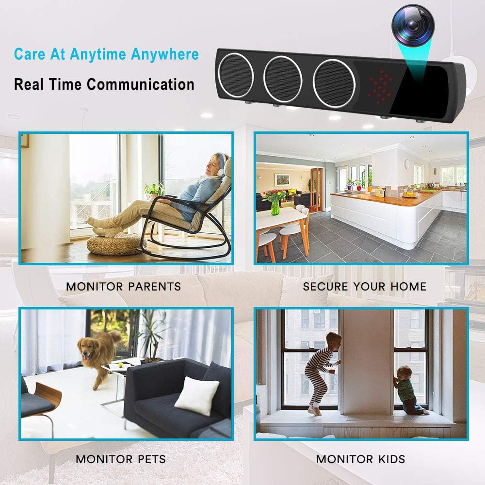 🔥 Crаzу Dеаlѕ Hidden Camera in Bluetooth Speaker with Stronger Night Vision, Wireless 1080P WiFi HD Spy Camera with Motion Detection/Real-Time View Mini Nanny Cam for Room, Office or Shop (Black)