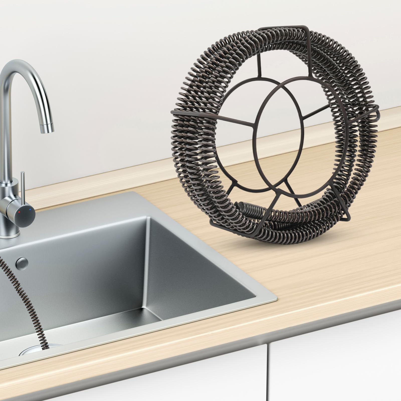 Set di spirali per la pulizia dei tubi, Ø 22 mm + 7 m, spirale a molla per la pulizia dei tubi, spirale professionale per la pulizia dei tubi per lavello, scarico pavimento, WC