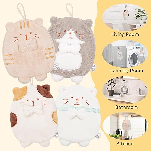 Miniatura 6 de PRATIQUE Paquete de 3 bonitas toallas de mano, toallas de baño con lazo para colgar, toalla de mano para niños, animales, toalla de mano absorbente