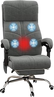 Vinsetto - Silla de Oficina con Masaje y calefacción para Ordenador reclinable, con reposapiés, Revestimiento de Terciopelo Integrado, 5 Ruedas, diseño Moderno, Color Gris