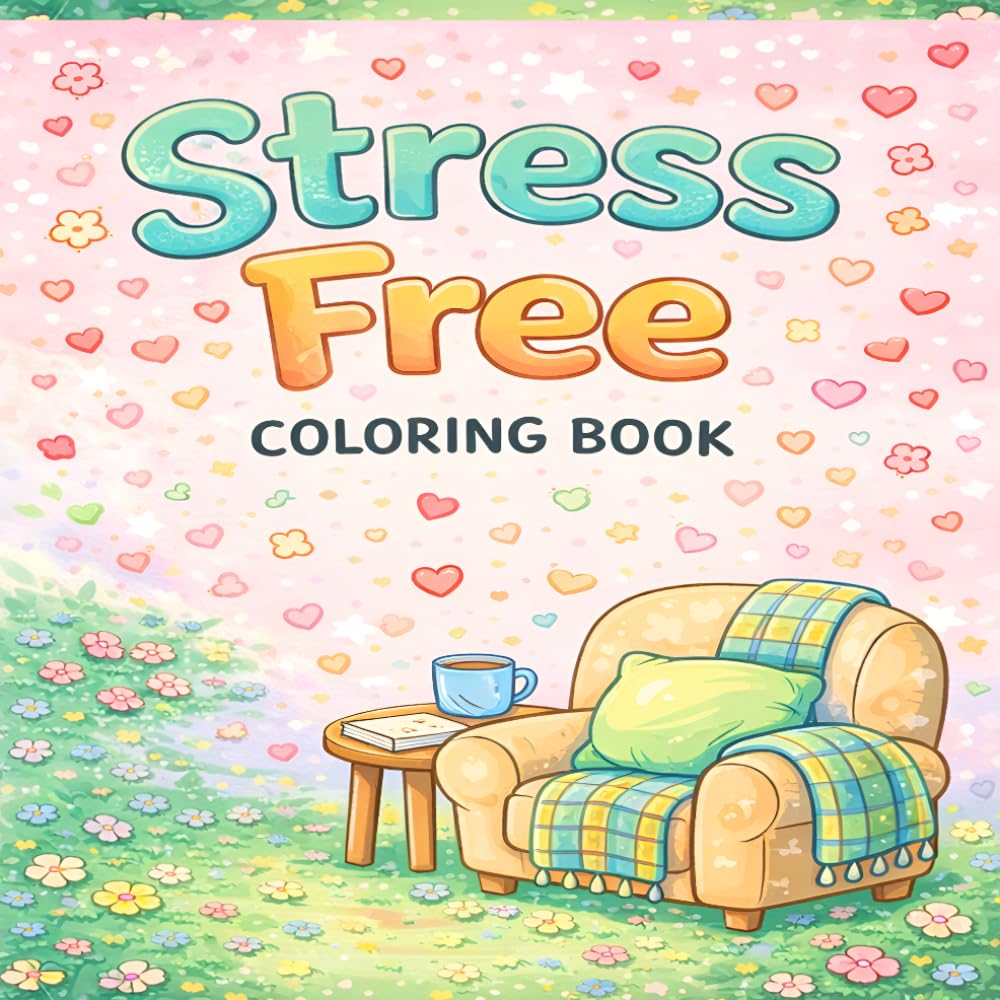 Stress Free: Simple & Easy Coloring Book for Adults and Teens