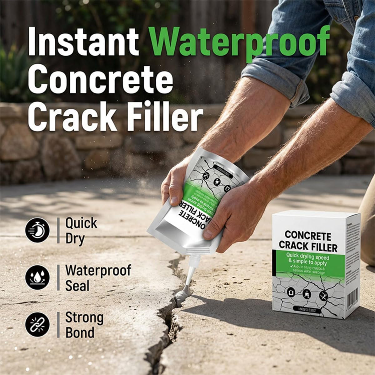 Waterproof Crack Joint and Sealant, Self Leveling Quick Drying Sealing Adhesive for Outdoor, Quick Drying Concrete Sealer Outdoor Waterproof (2PCS)