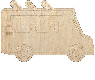 Food Truck Vehicle Unfinished Wood Shape Piece Cutout for DIY Craft Projects - 1/4 Inch Thick - 6.25 Inch Size