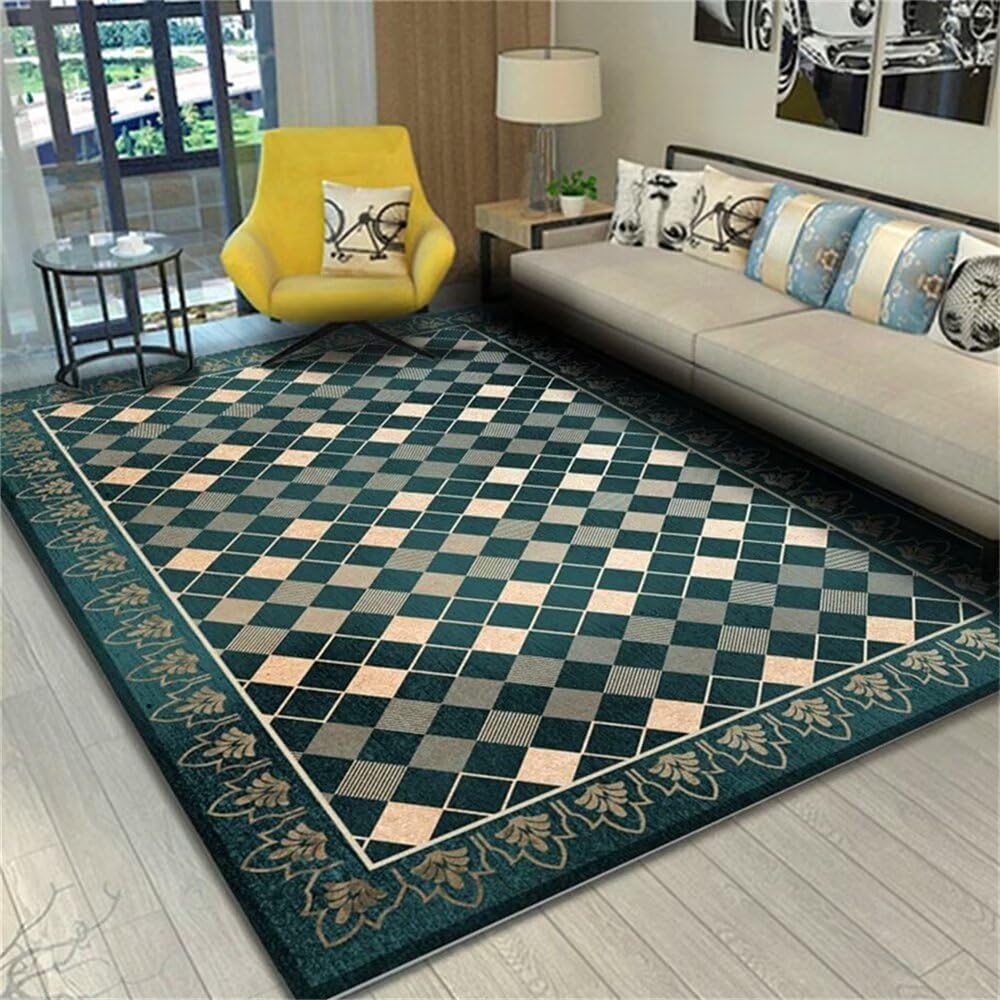 Tapis moderne géométrique vert 120X170CM pour lit ado et chambre enfant garçon