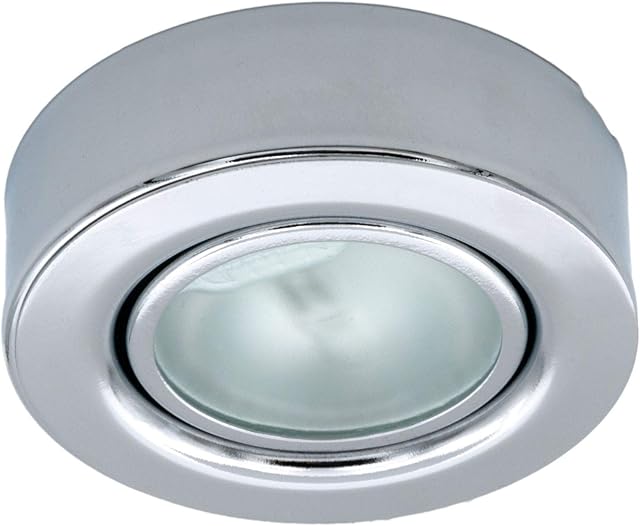 Chrome finish metal downlight c/w surface mounting ring - 12v 20w -1.5M lead