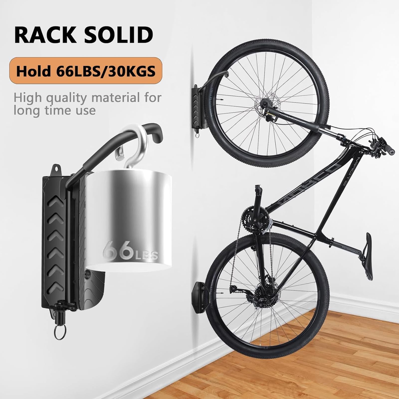 Swivel Bike Wall Mount, Bike Hangers for Garage Wall Mount Bike Rack, Space Saving Sturdy Wall Bike Rack - Image 2