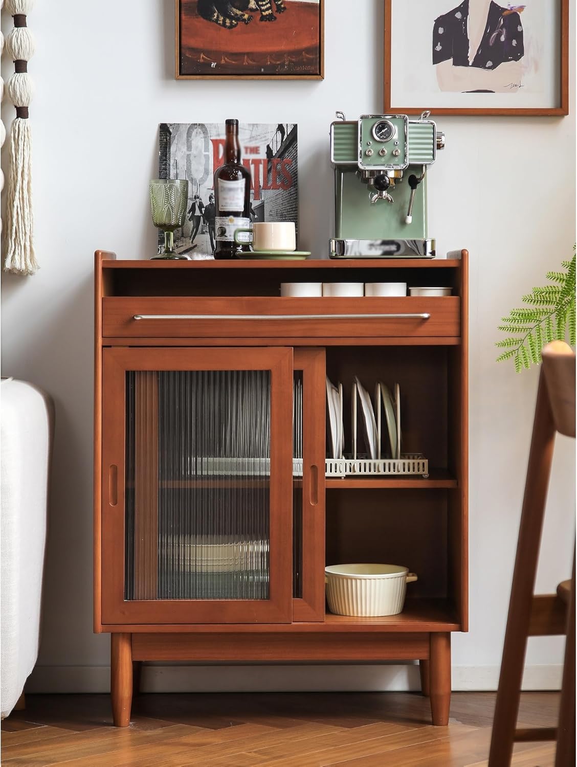 Sideboard Cabinet Home Wooden Kitchen Side Storage Table, Bedroom Retro Bedside Table, Living Room Wall Storage Cabinet Sideboard Cabinet with Storage