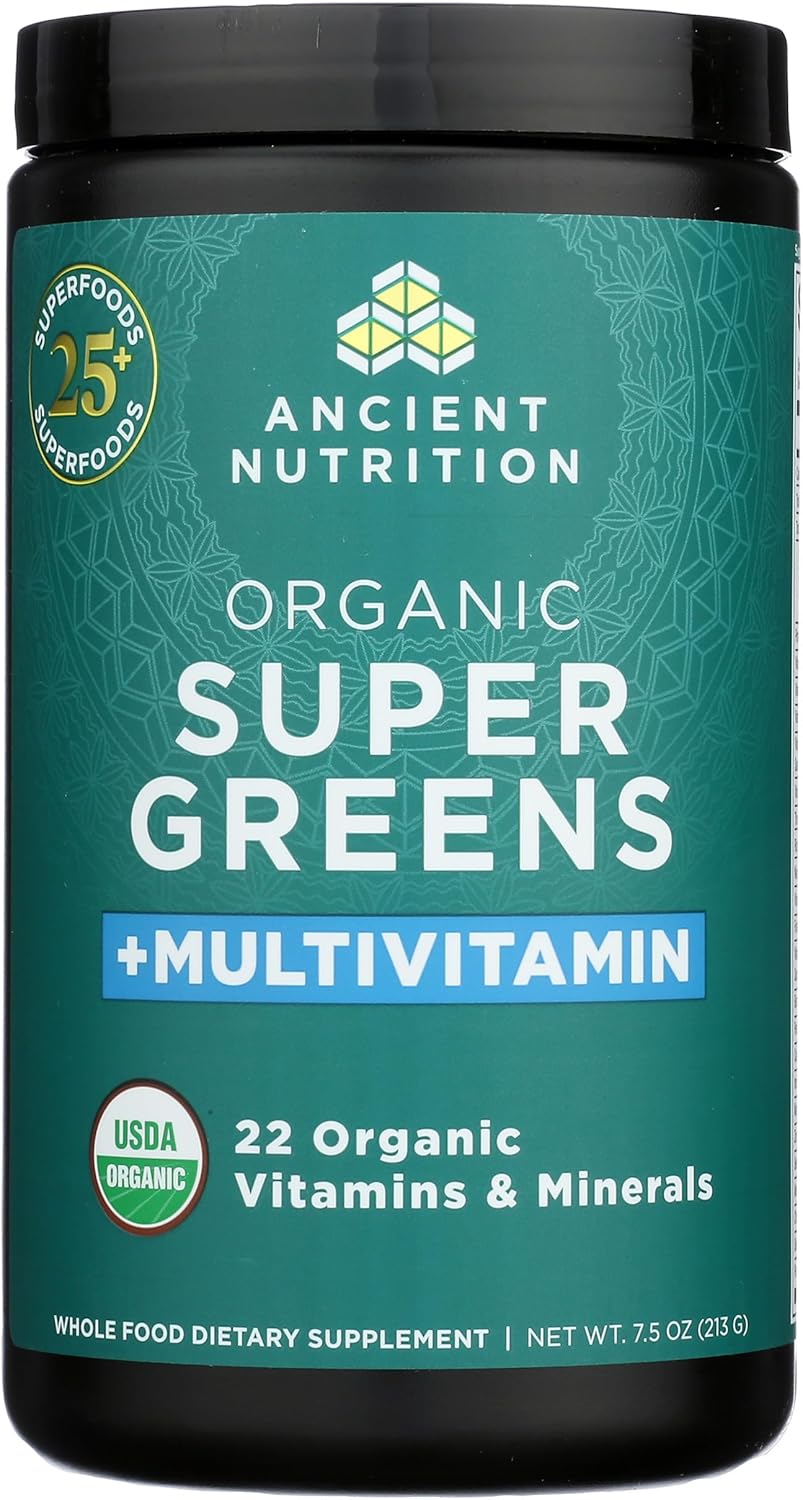 Ancient Nutrition, Vitamin Powder, One Bottle Made from Real Fruits, Vegetables and Herbs, for Digestive and Energy Support, 25 Servings, 7.5oz