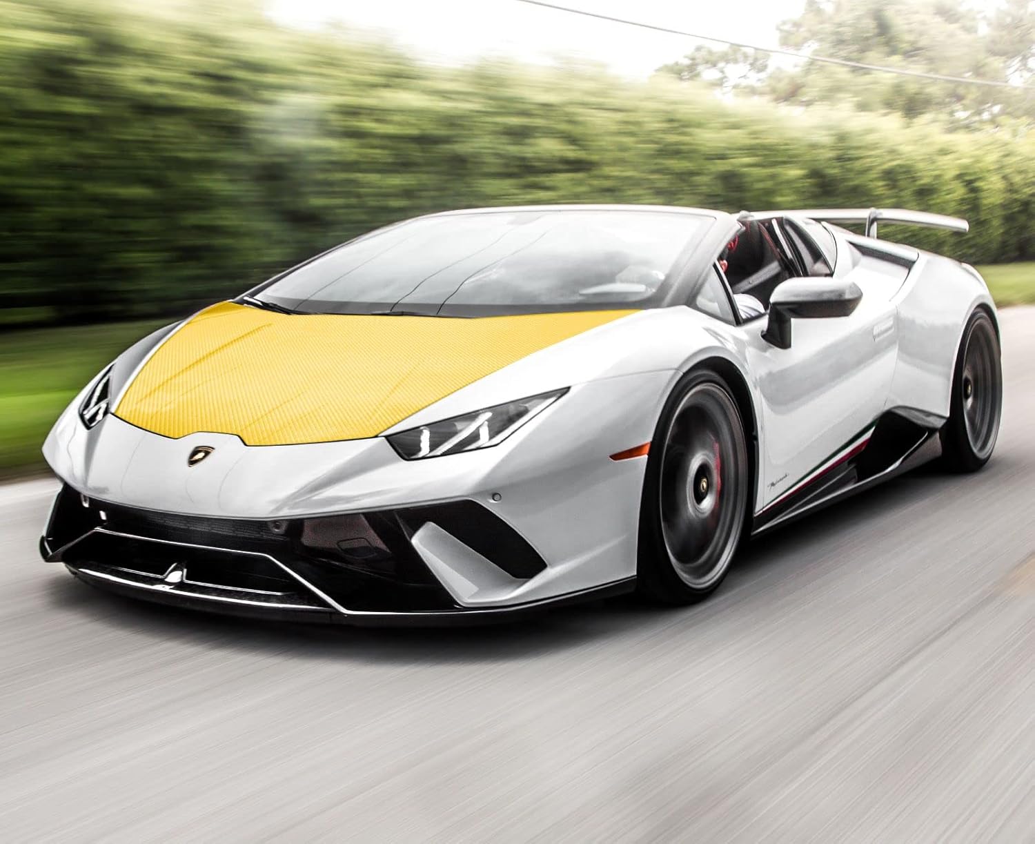 60"x480" (5FTx40FT) Yellow 7D Carbon Fiber Textured High Gloss Vinyl Wrap Auto Car Sticker Decal Film Sheet Bubble Free Air Release Technology with Tool Kit