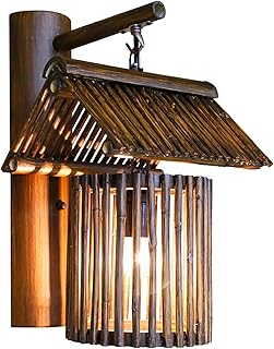 Vintage Wall Sconce Lamp Japanese Style Rural Bamboo Wood Wall Light Fix...