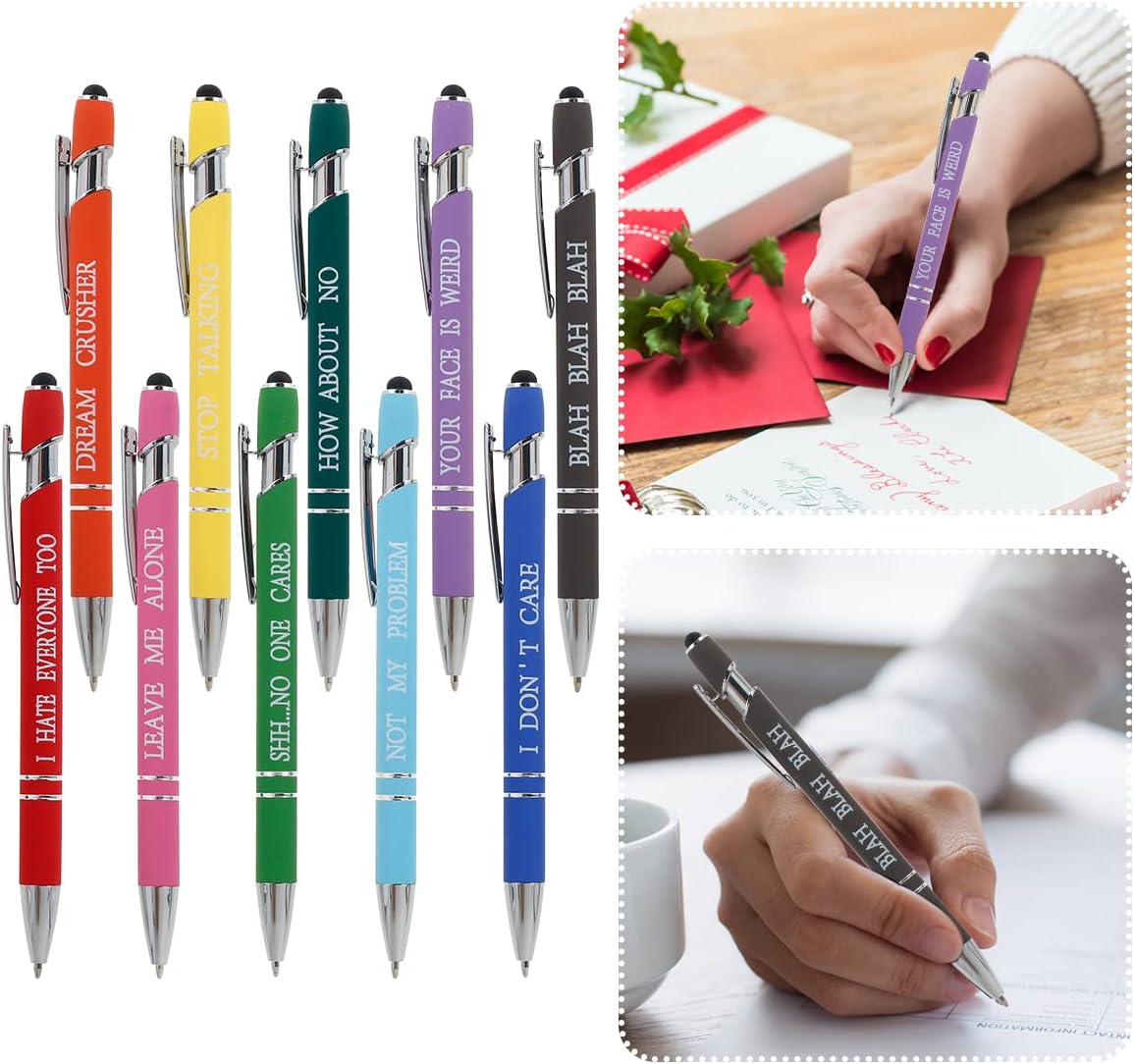 HOTBEST 10 Pcs Funny Seven Days of The Week Pen Describing Mentality, Fun Ballpoint Pens Daily Pen Set, Weekday Vibes Glitter Pen Set (10pcs style 1)