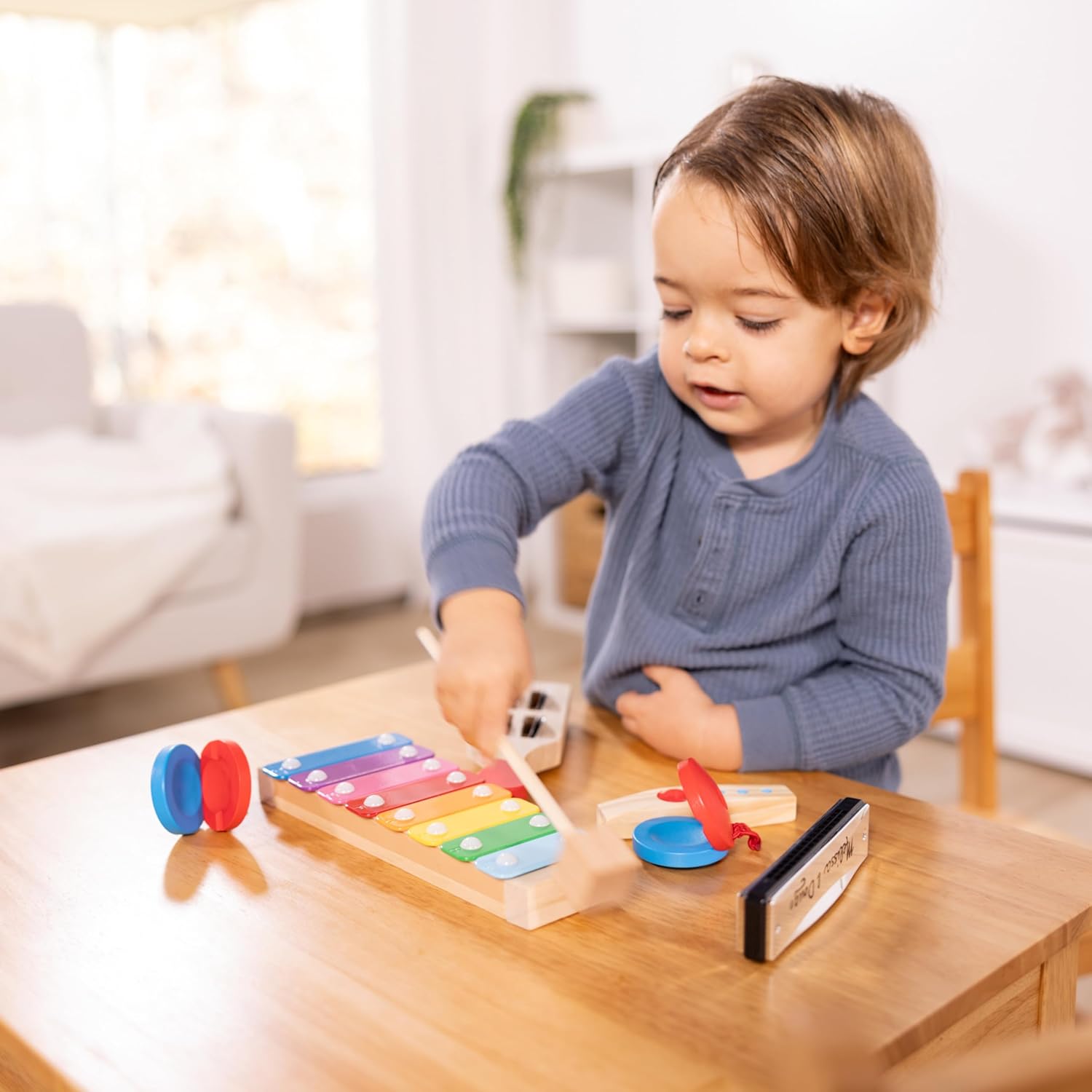 Melissa & Doug Band-in-a-Box Hum! Jangle! Shake! - 7-Piece Musical Instrument Set
