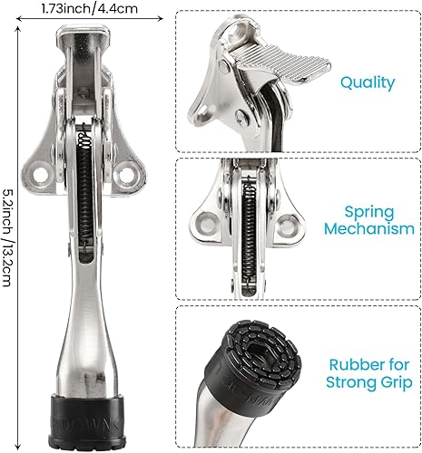 Miniatura 2 de Chumia 12 topes de puerta abatibles de 5.2 pulgadas, resistentes para la parte inferior, puntas de goma antideslizantes ajustables, topes de resorte