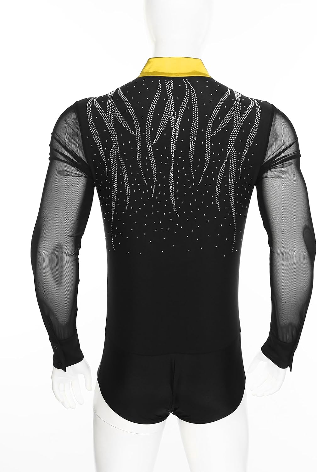 TiaoBug Men Long Sleeves Latin Dance Shirts Suit Chacha Rumba Samba Ballroom Dancing Tops