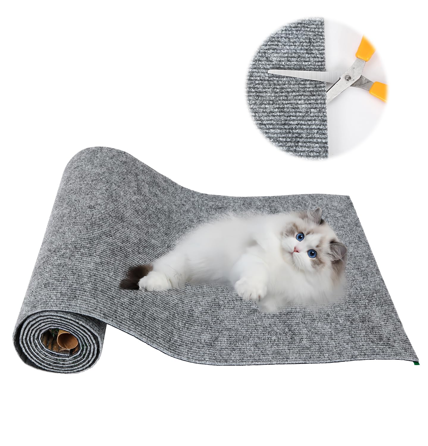 Trimmable Cat Scratching Mat, 78.7"x15.8" Self-Adhesive Cat Scratching Post Pad, Cat Tree Shelves Cover Replacement, DIY Versatile Protector for Steps