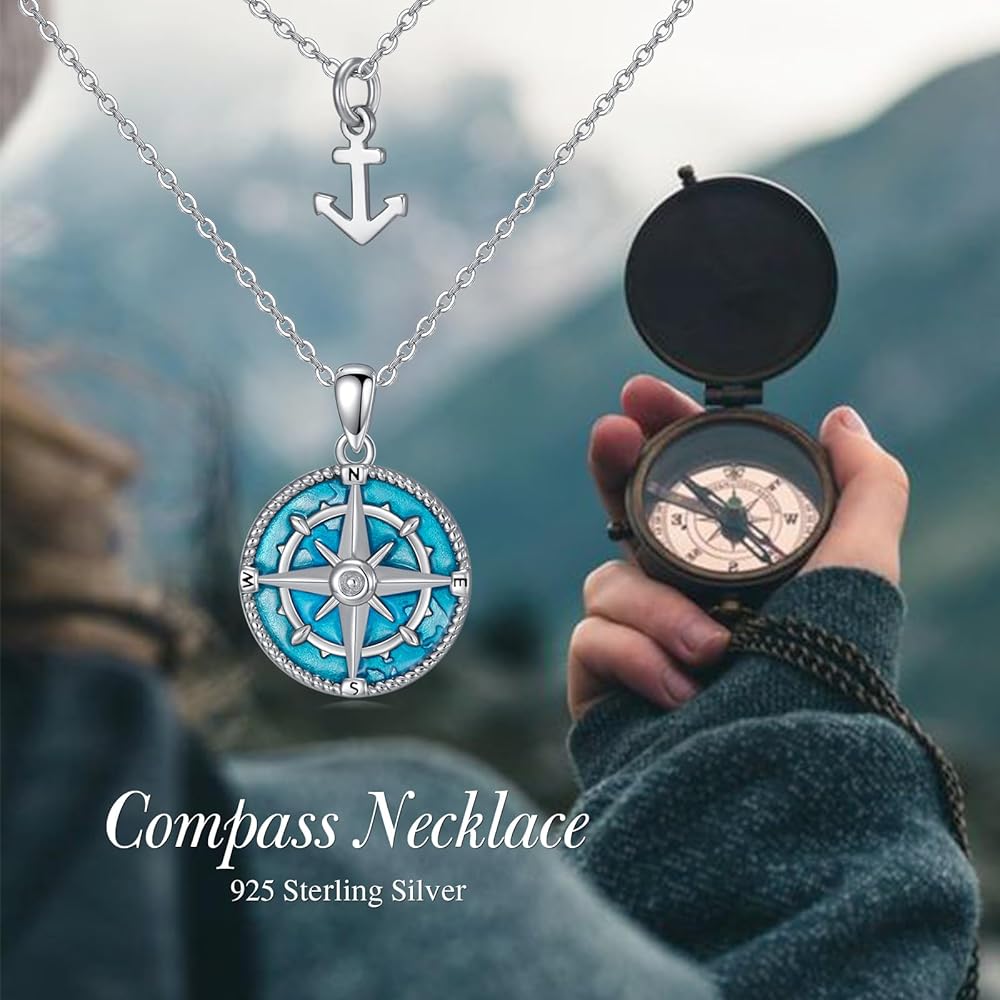 Amazon.com: MONGAS Compass Layered Necklace Sterling Silver
